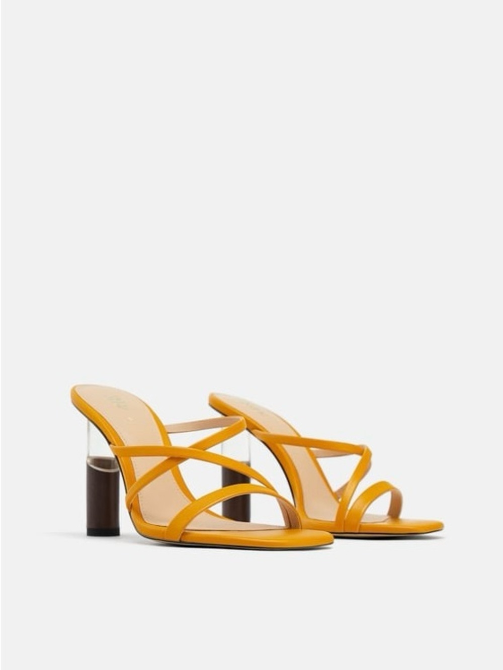 Zara Yellow Contrasting Round Heeled Sandals